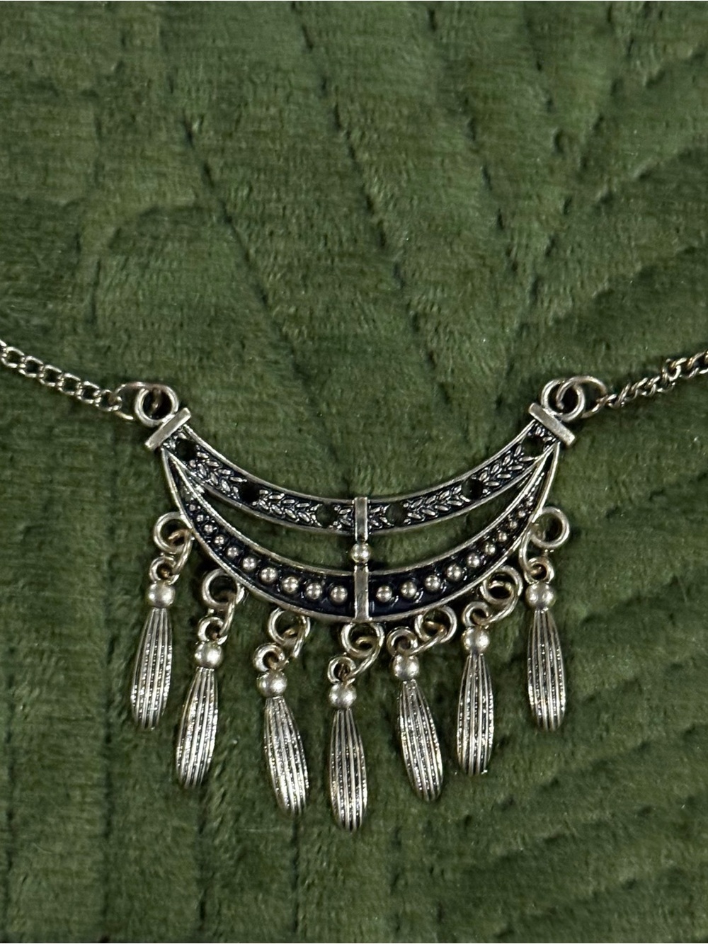 Brass Boho Fringe Pendant Necklace
